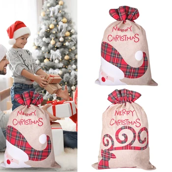 Коледен Голям Подарък с Бонбони, Голяма Чанта, Сладко Коледно Бельо Чанта, Решетеста Страничния Джоб на съвсем малък Подарък за Децата