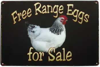 Имаме Пресни Яйца, Свободен начин на отглеждане за Продажба на Ретро Метална Табела Селска Ферма Начало Декор 8 