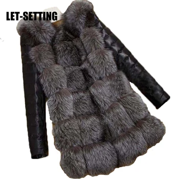 Нова билкова палто от изкуствена кожа, дамски якета от изкуствена кожа, модерен жилетка с дълъг ръкав, меховое дамско палто
