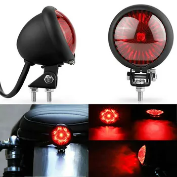 Задна Светлина Мотоциклет LED Задни Спирачни Фенер За Cruiser Cafe Bobber Chooper Черен Корпус Пластмасови Червени Лещи Стоп-Сигнали