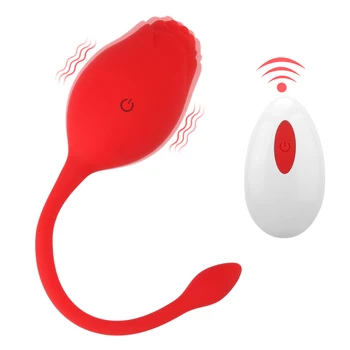 Червен Скок Яйце Вибратор от Секс Играчки Жени, 12 Режими за USB Зареждане G Spot Масажор Стоки За Възрастни Стимулация на Аналния Клитора Розова Форма