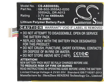 Батерия Cameron Sino 4400 mah за Amazon D01400, kindle Fire, 3555A2L DR-A013 E3GU111L2002 GB-S02-3555A2-QP01 0200