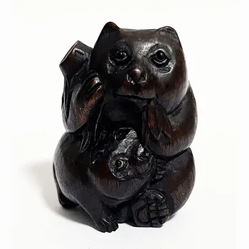 2-ИНЧОВ Японската Скулптура на Животното Нэцкэ Ръчно изработени От Желязо, Дърво, Дребна Котка, Мама и Бебе